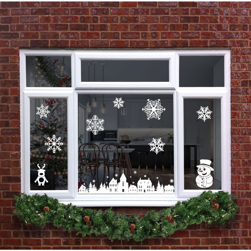 Okenné nálepky na okno Vianočné - 32 ks