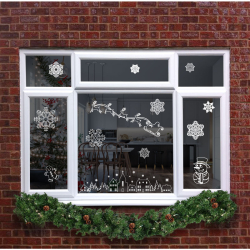 Okenné nálepky na okno Vianočné mestečko - 33 ks